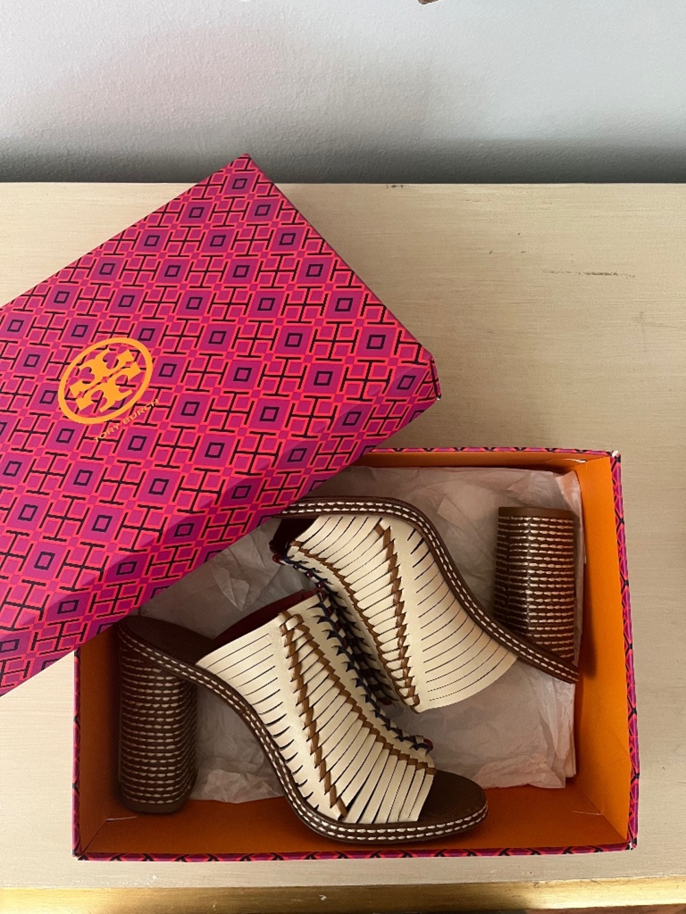 Tory Burch Pecha Woven Leather Mules